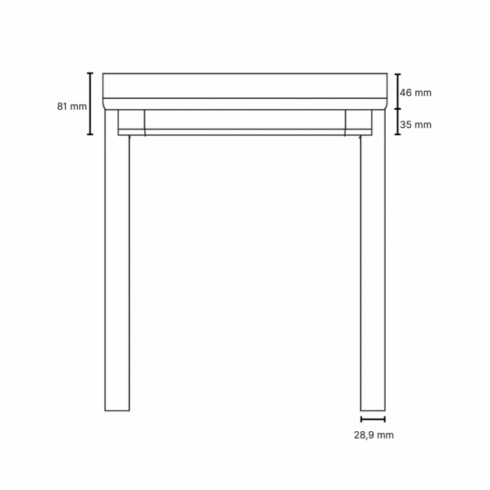 Rolhor windvast technische tekening, met afmetingen.